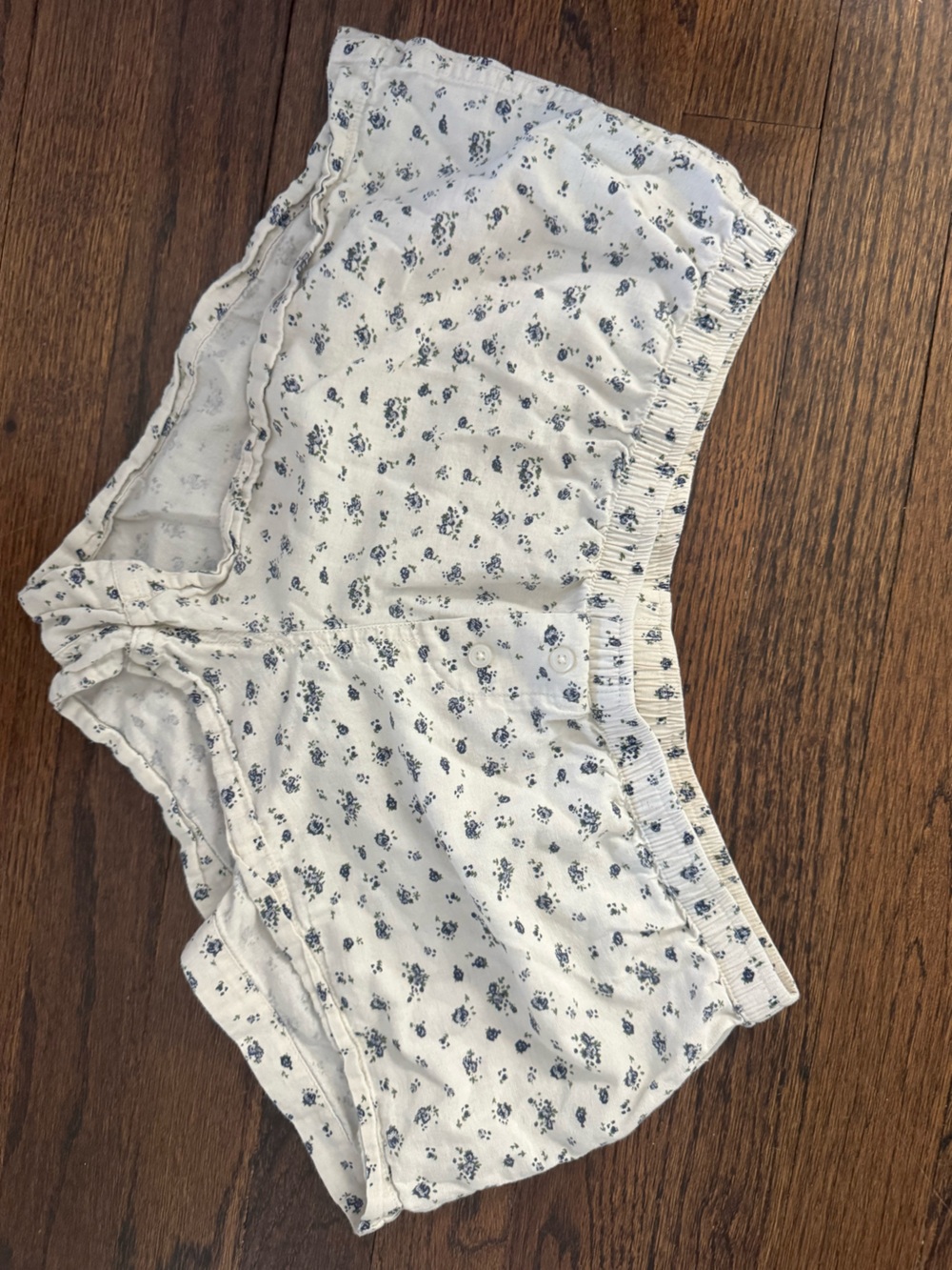 Women's White Floral Cotton Sleep Shorts